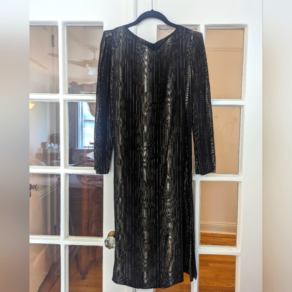 VINTAGE women's black long sleeve dress, M  Nancy Bracoloni for Shangri La